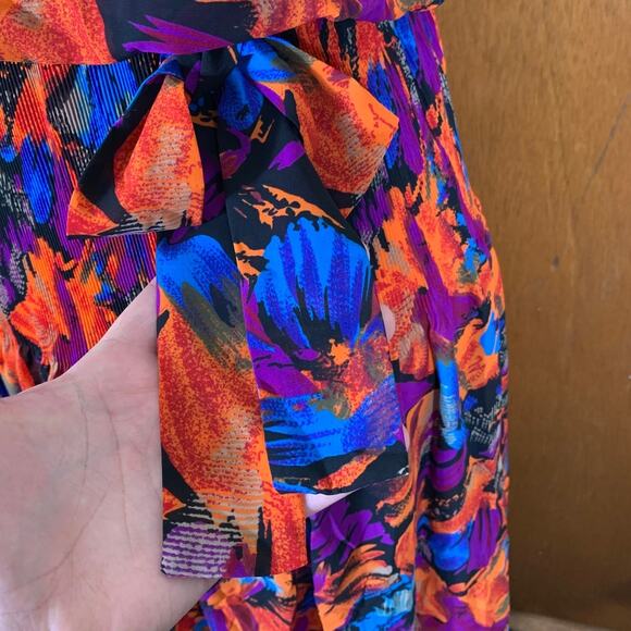 Tropical Layered Size 10 Elastic Waist Floral Flowy Bow Hawaiian Maxi EUC Tiered - Picture 2 of 12